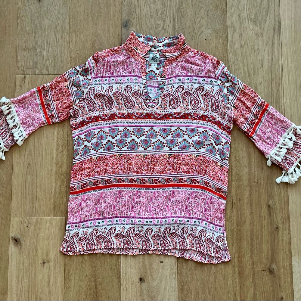 Ivy Jane Pink and Red Patterned Ladies Blouse